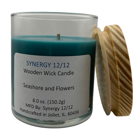 Seashore and Flowers Wooden Wick Candle 8.0 oz (150.2g)