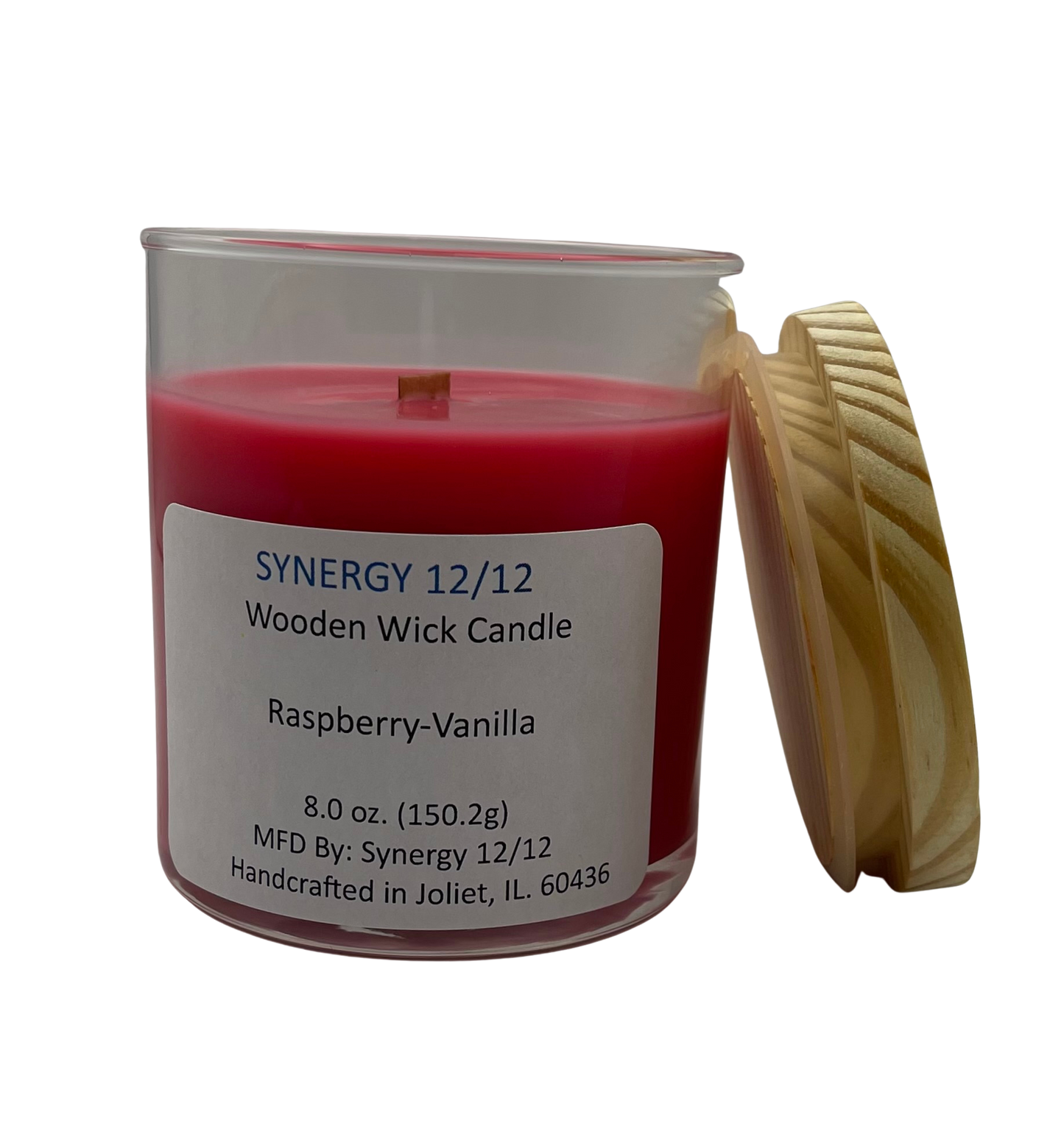 Raspberry-Vanilla Wooden Wick Candle 8 oz. (150.2g)
