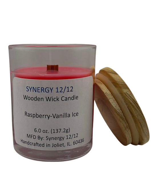 Raspberry-Vanilla Ice Wooden Wick Candle 6.0 oz (137.2g)