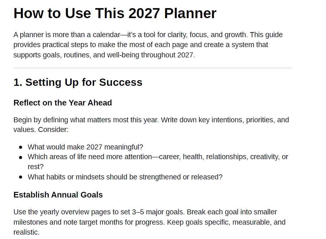 Weekly Planner 2027: Tools for Intentional Action and Mindful Living